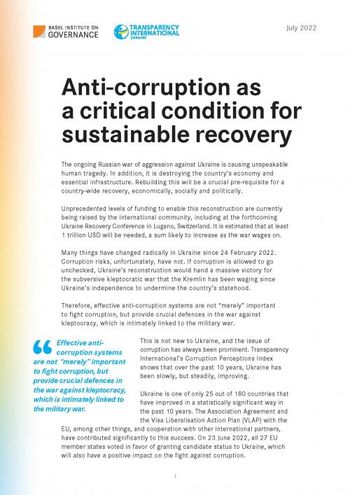 Ukraine Recovery Conference: Anti-corruption as a critical condition for sustainable recovery
