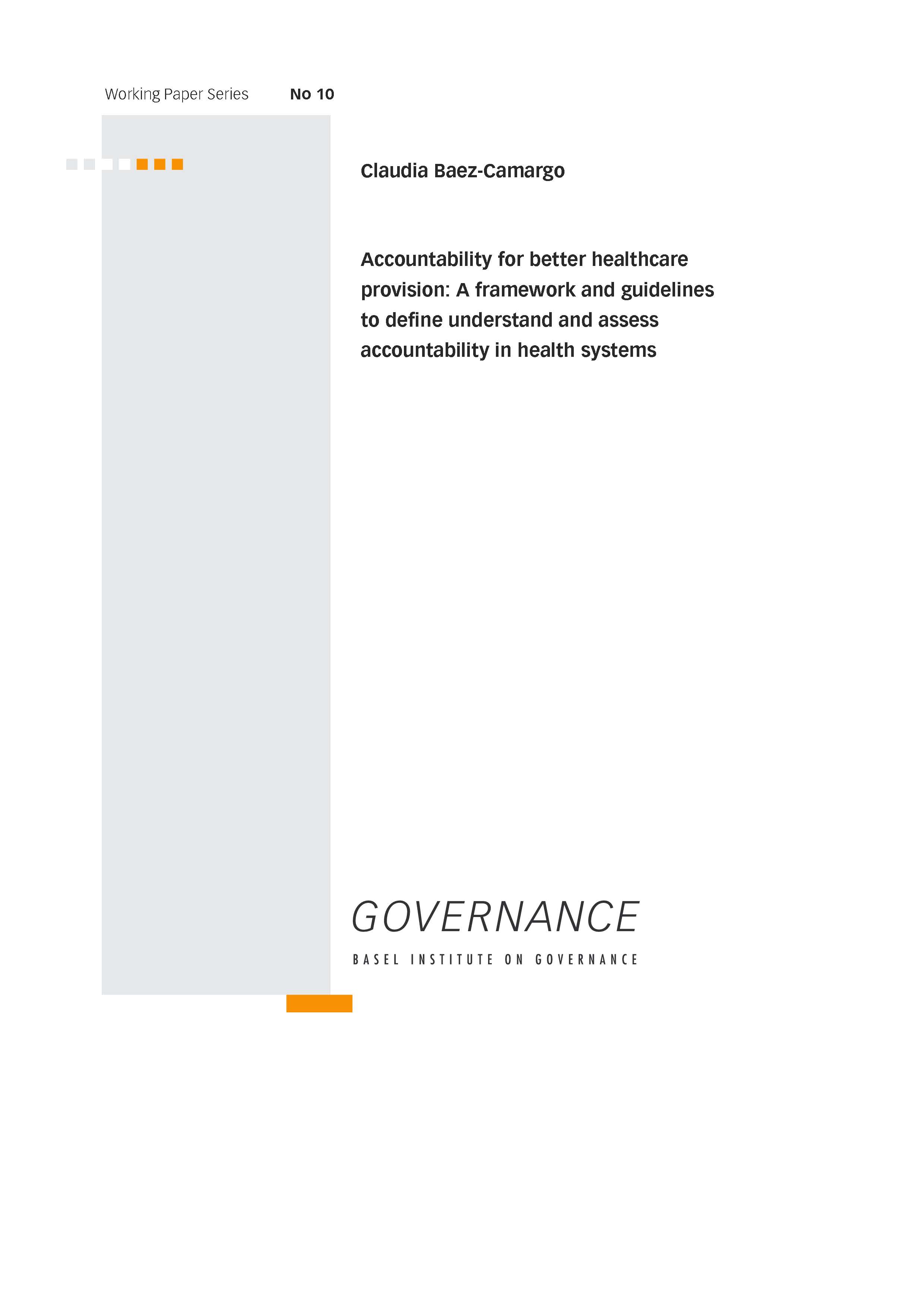 Working Paper 10: Accountability for better healthcare provision cover
