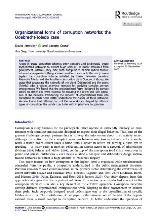 Organisational forms of corruption networks: the Odebrecht-Toledo case