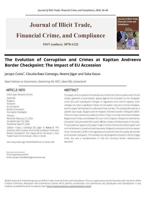 The Evolution of Corruption and Crimes at Kapitan Andreevo Border Checkpoint: The Impact of EU Accession