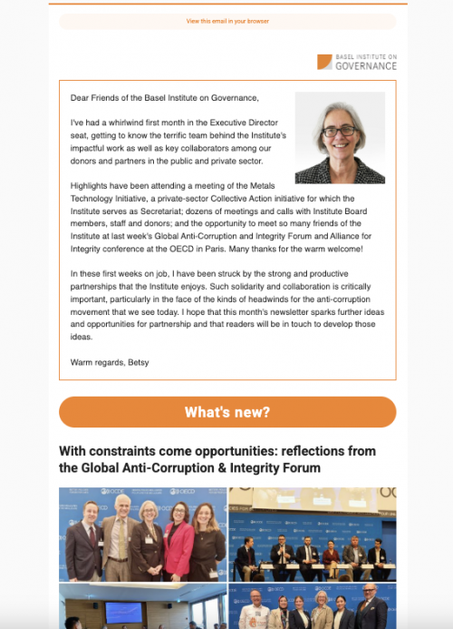 Basel Institute newsletter - April 2025 cover