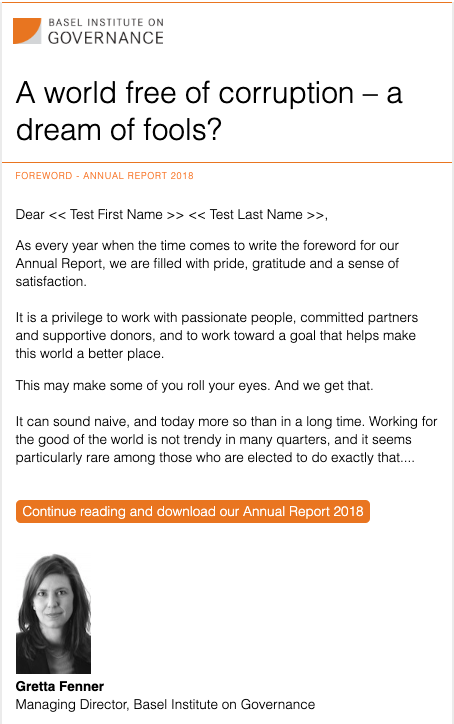 Basel Institute newsletter - August 2019 cover