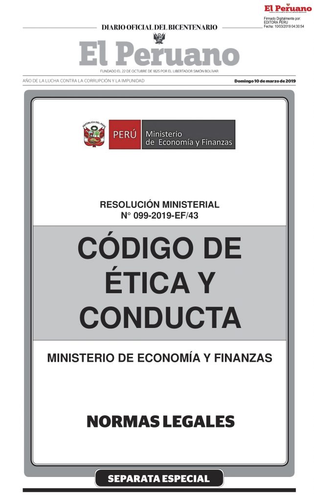 Código de Ética y Conducta - Ministerio de Economía y Finanzas en Perú cover