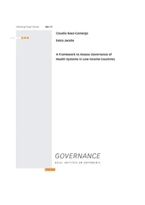 Working Paper 11: A framework to assess governance of health systems in low income countries