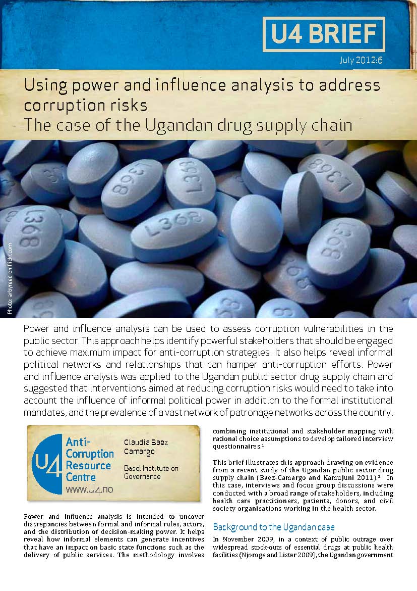 Using power and influence analysis to address corruption risks: the case of the Ugandan drug supply chain cover