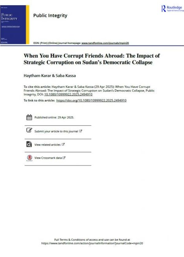 When You Have Corrupt Friends Abroad: The Impact of Strategic Corruption on Sudan’s Democratic Collapse