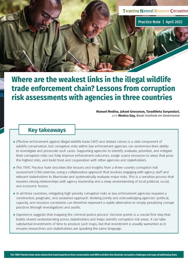 Where are the weakest links in the illegal wildlife trade enforcement chain? Lessons from corruption risk assessments with agencies in three countries