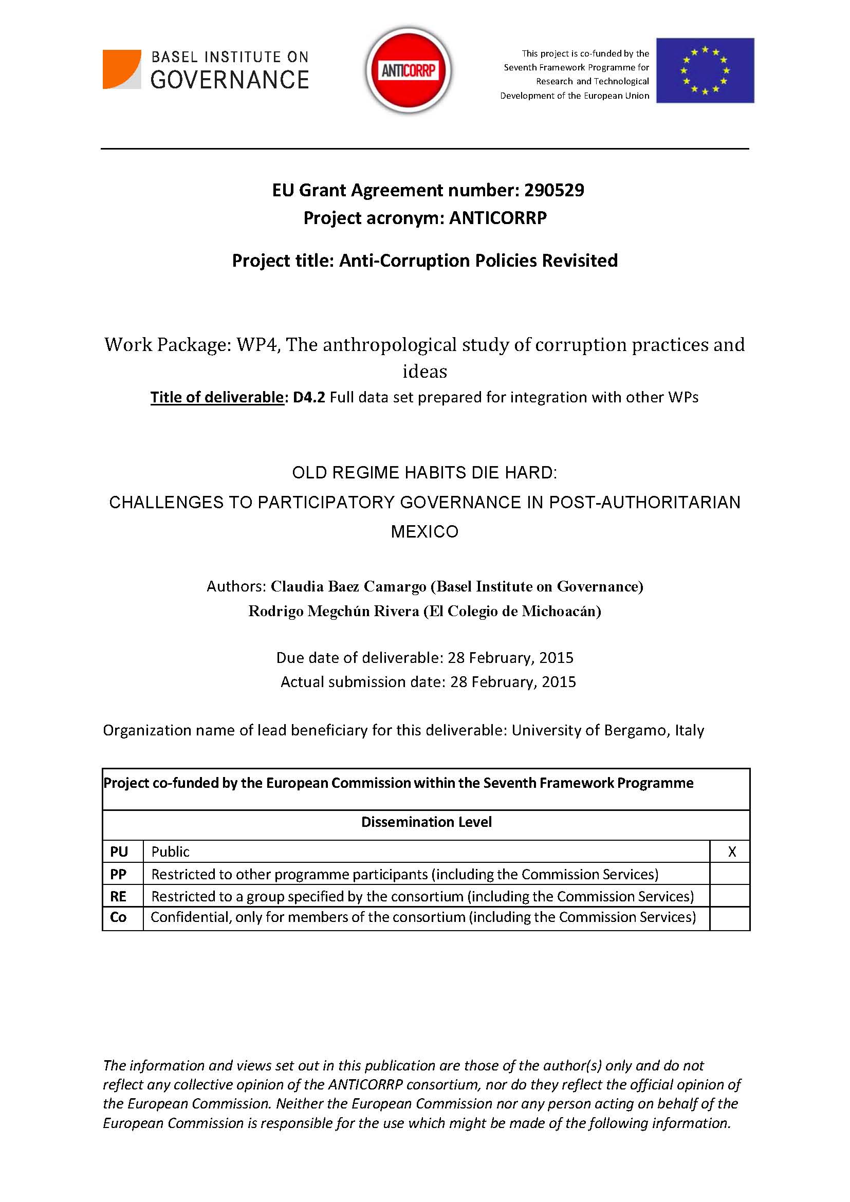 Old regime habits die hard: clientelism, patronage and the challenges to overcoming corruption in post-authoritarian Mexico (ANTICORRP study) cover