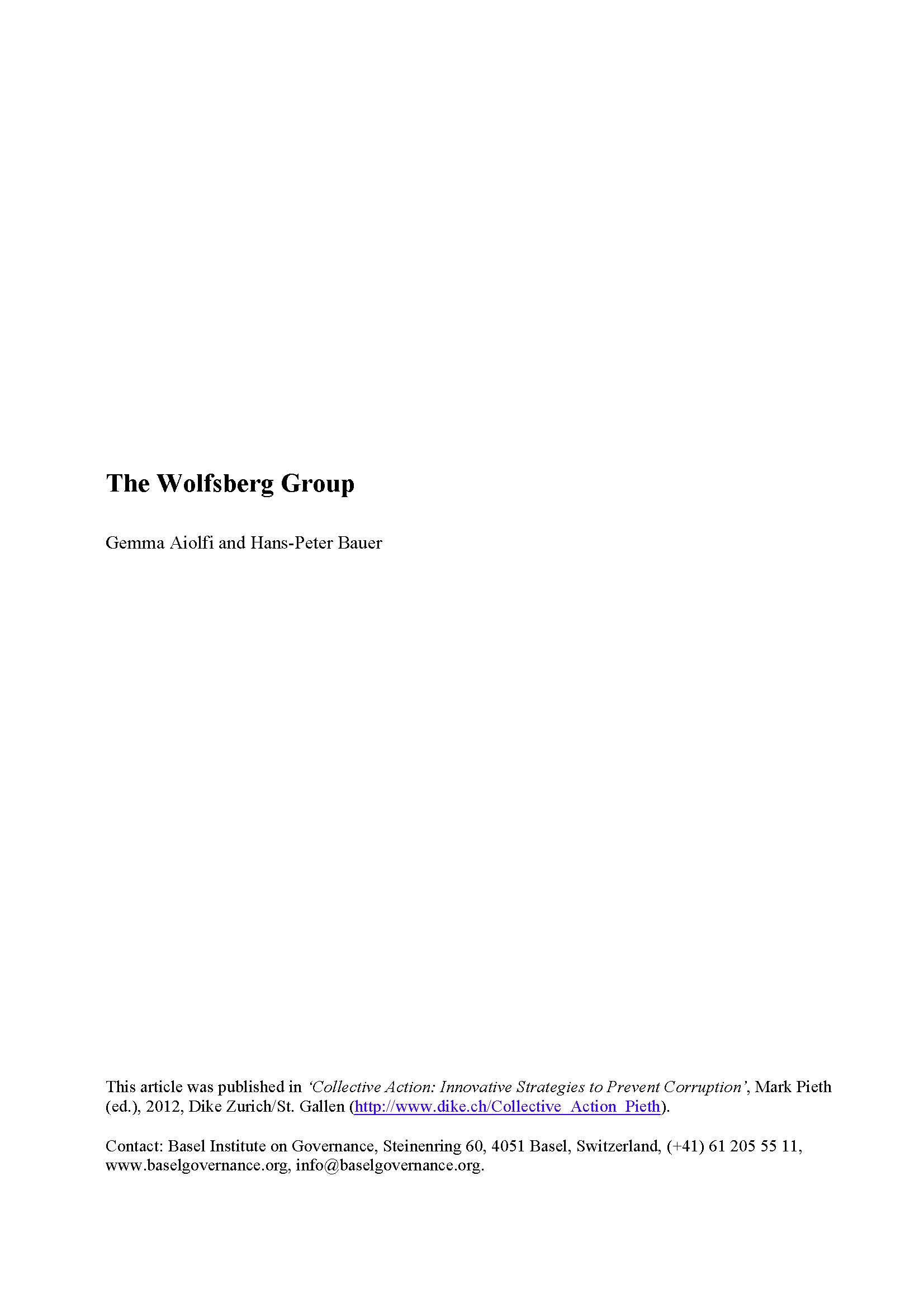 The Wolfsberg Group cover