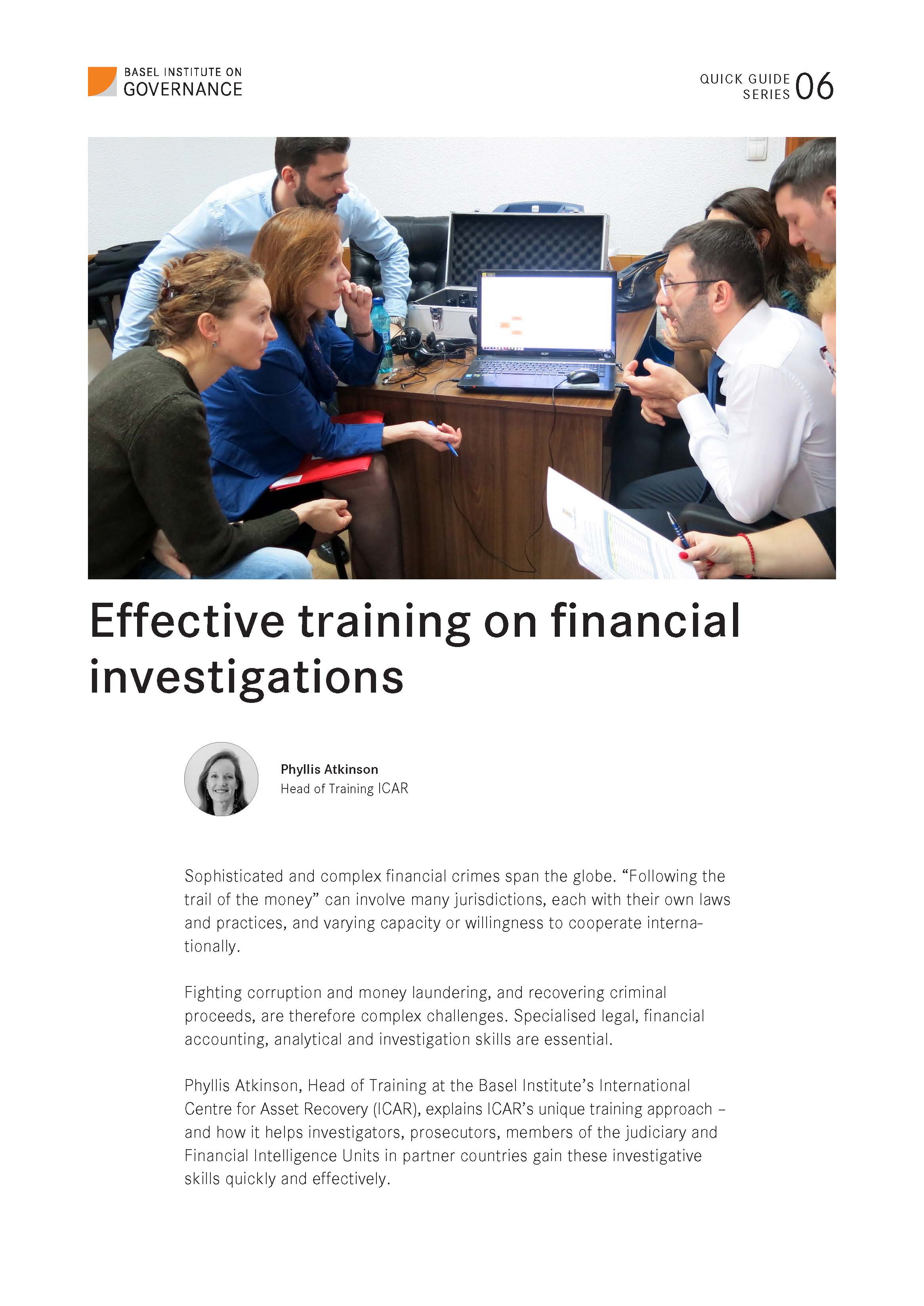 Quick Guide 6: Effective training on financial investigations cover