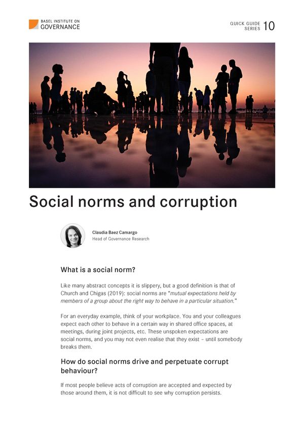 Quick Guide 10: Social norms and corruption