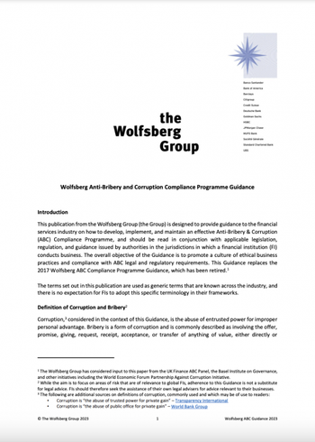 Wolfsberg Anti-Bribery and Corruption Compliance Programme Guidance
