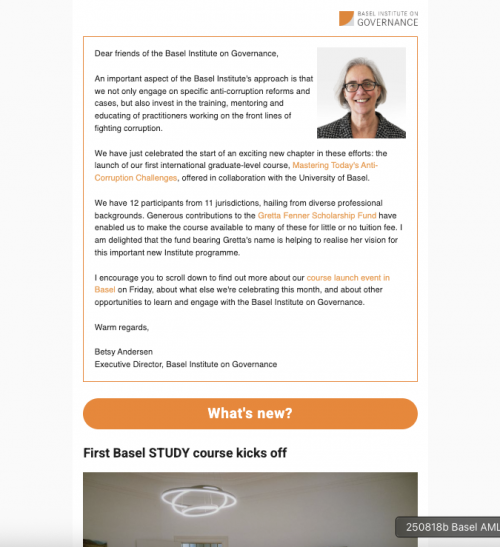 Basel Institute newsletter - September 2025 cover