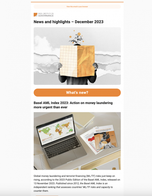Basel Institute newsletter - December 2023 cover