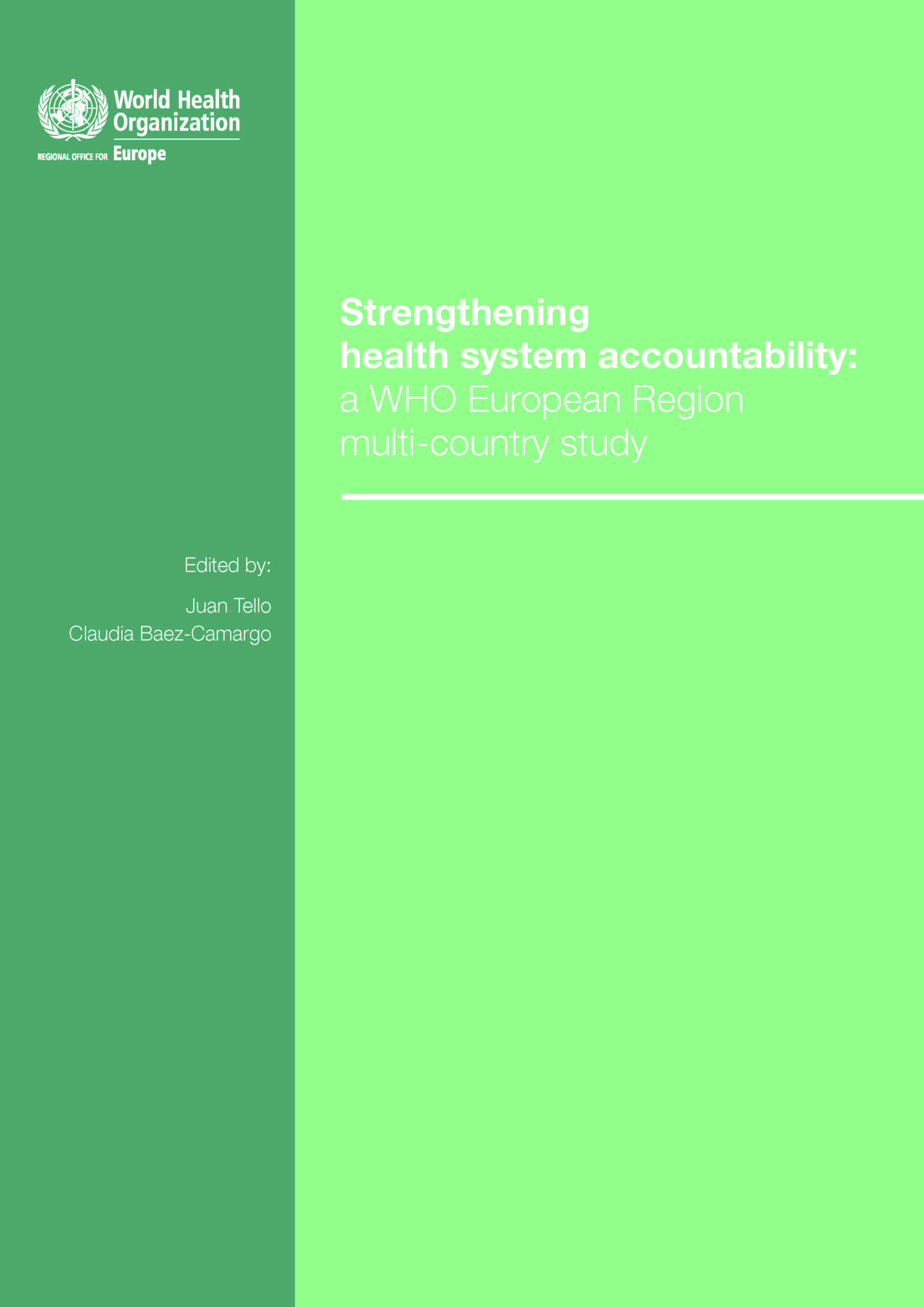 Strengthening Health System Accountability: a WHO European Region Multi-Country Study cover