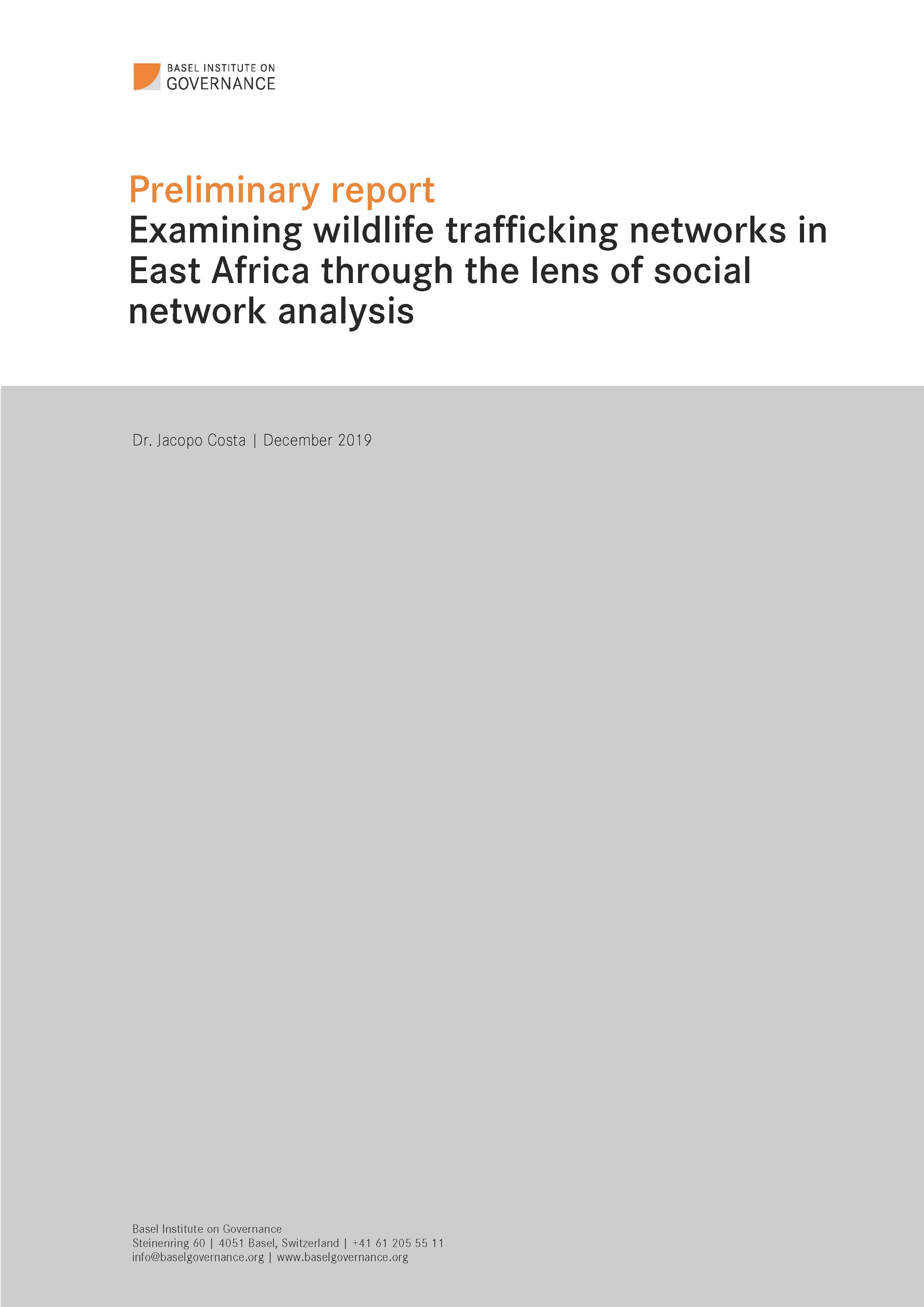 Preliminary report: Examining wildlife trafficking networks in East Africa through the lens of social network analysis cover