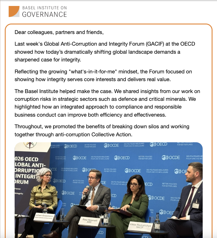 Basel Institute newsletter - April 2026 cover