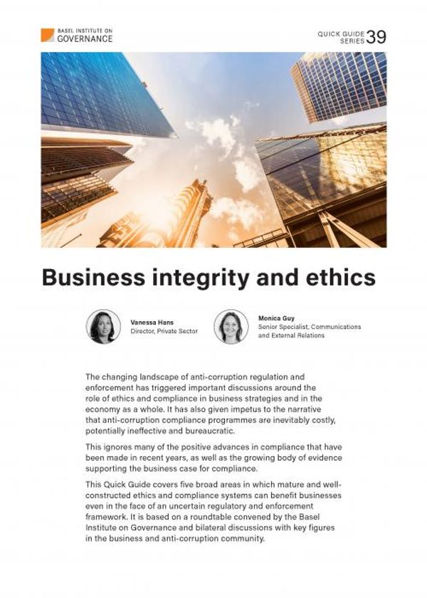 Quick Guide 39: Business integrity and ethics