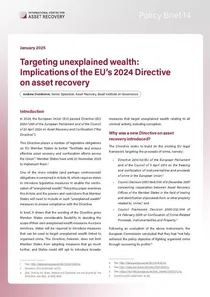 Policy Brief 14: Targeting unexplained wealth: Implications of the EU’s 2024 Directive on asset recovery