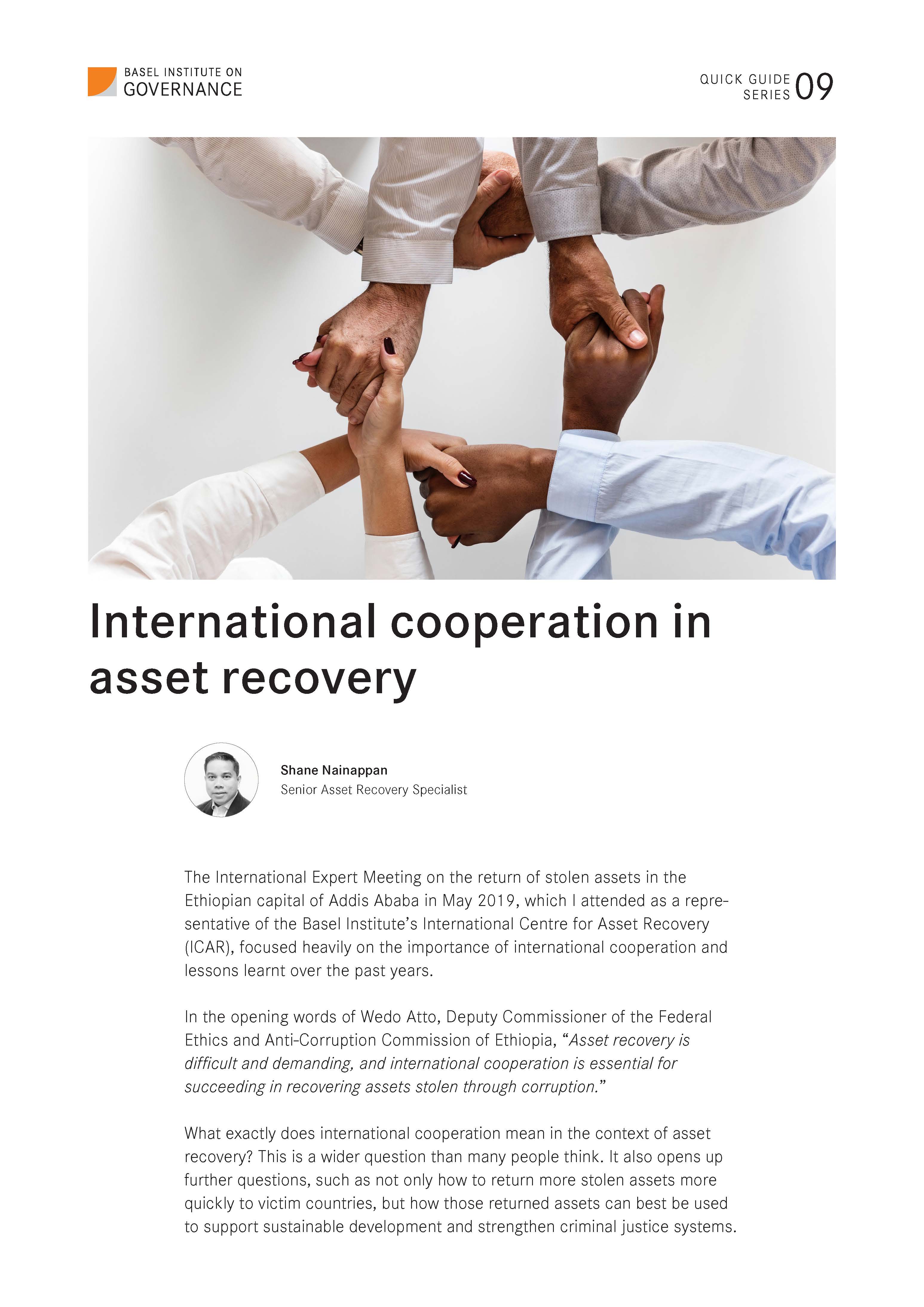 Quick Guide 9: International cooperation in asset recovery cover