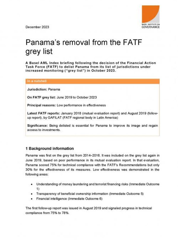 Basel AML Index briefing: Panama's delisting from the FATF grey list