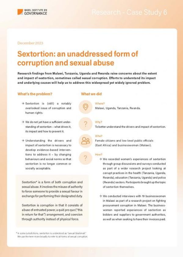 Research Case Study 6: Sextortion – an unaddressed form of corruption and sexual abuse