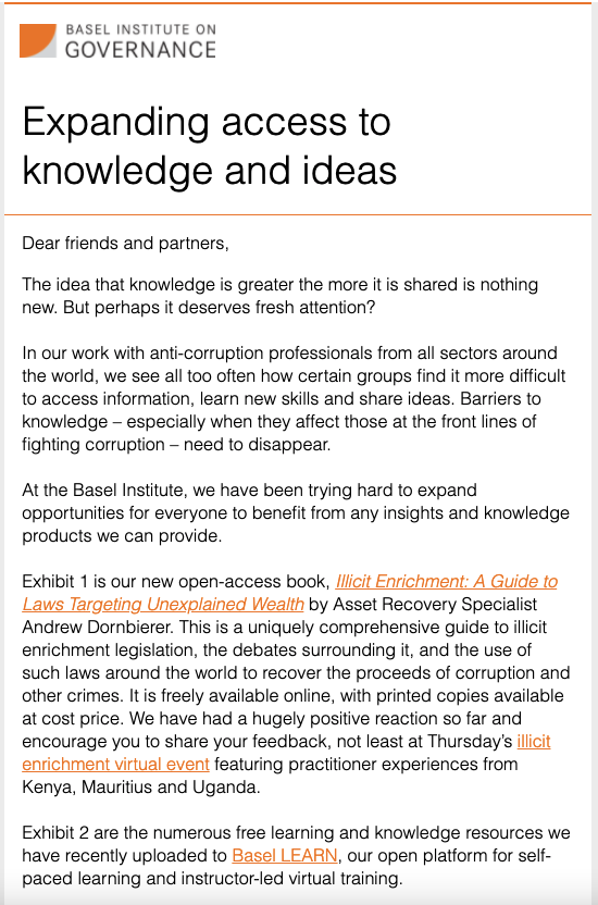 Basel Institute newsletter - June 2021 cover