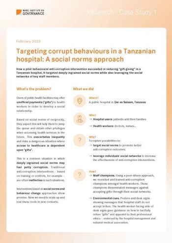 Research case study 1: Targeting corrupt behaviours in a Tanzanian hospital: A social norms approach