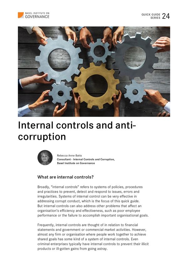 Quick Guide 24: Internal controls and anti-corruption