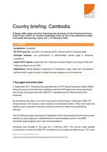 Basel AML Index briefing: Cambodia's delisting from the FATF grey list
