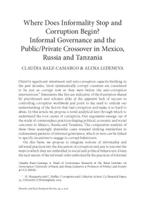 Where does informality stop and corruption begin? Informal governance and the public/private crossover in Mexico, Russia and Tanzania