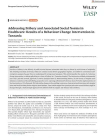 Addressing Bribery and Associated Social Norms in Healthcare: Results of a Behaviour Change Intervention in Tanzania