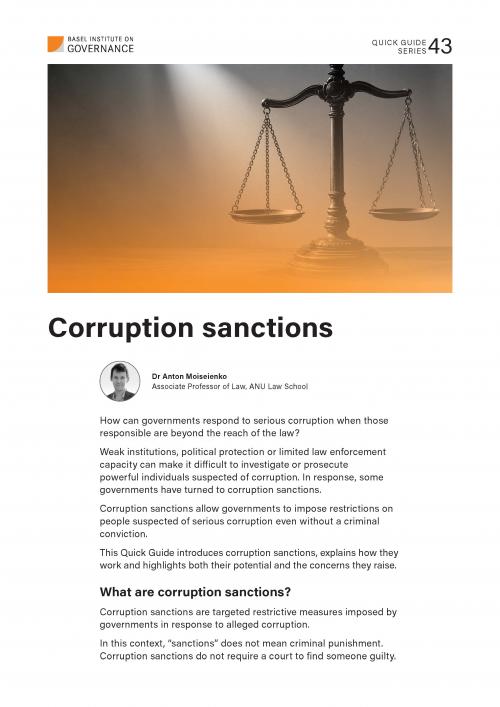 Quick Guide 43: Corruption sanctions cover