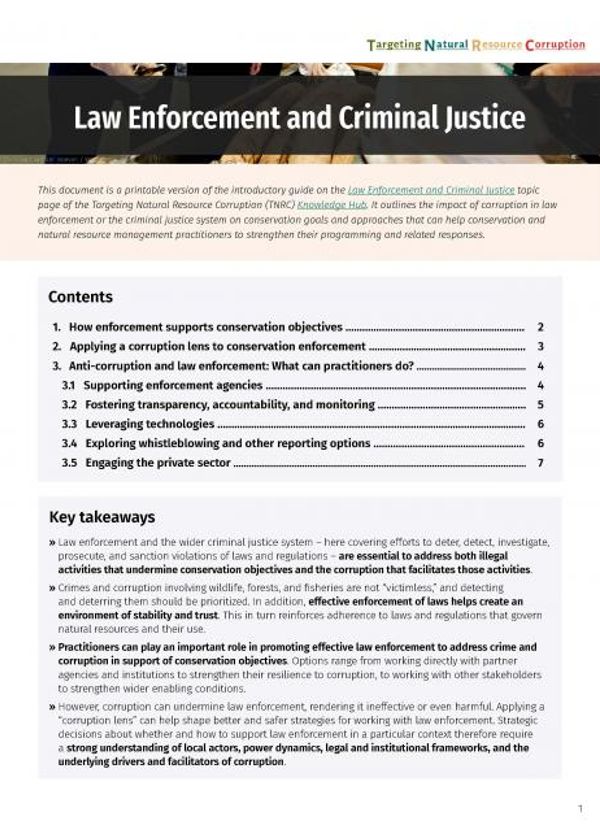Law enforcement, criminal justice and natural resource corruption - a TNRC guide