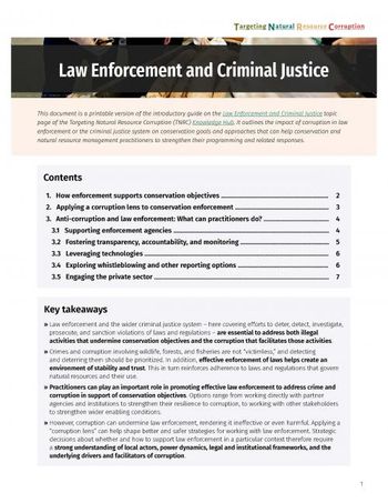 Law enforcement, criminal justice and natural resource corruption - a TNRC guide