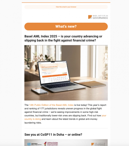 Basel Institute newsletter - November 2025 cover