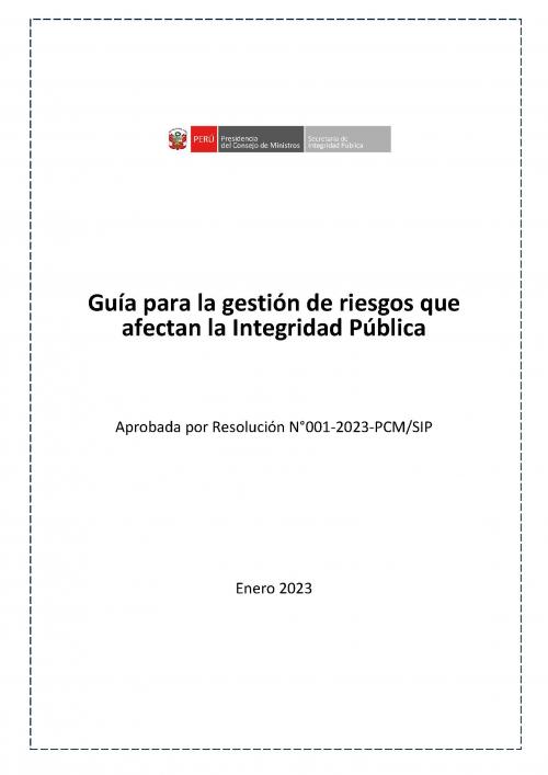 Guía para la gestión de riesgos que afectan la Integridad Pública cover